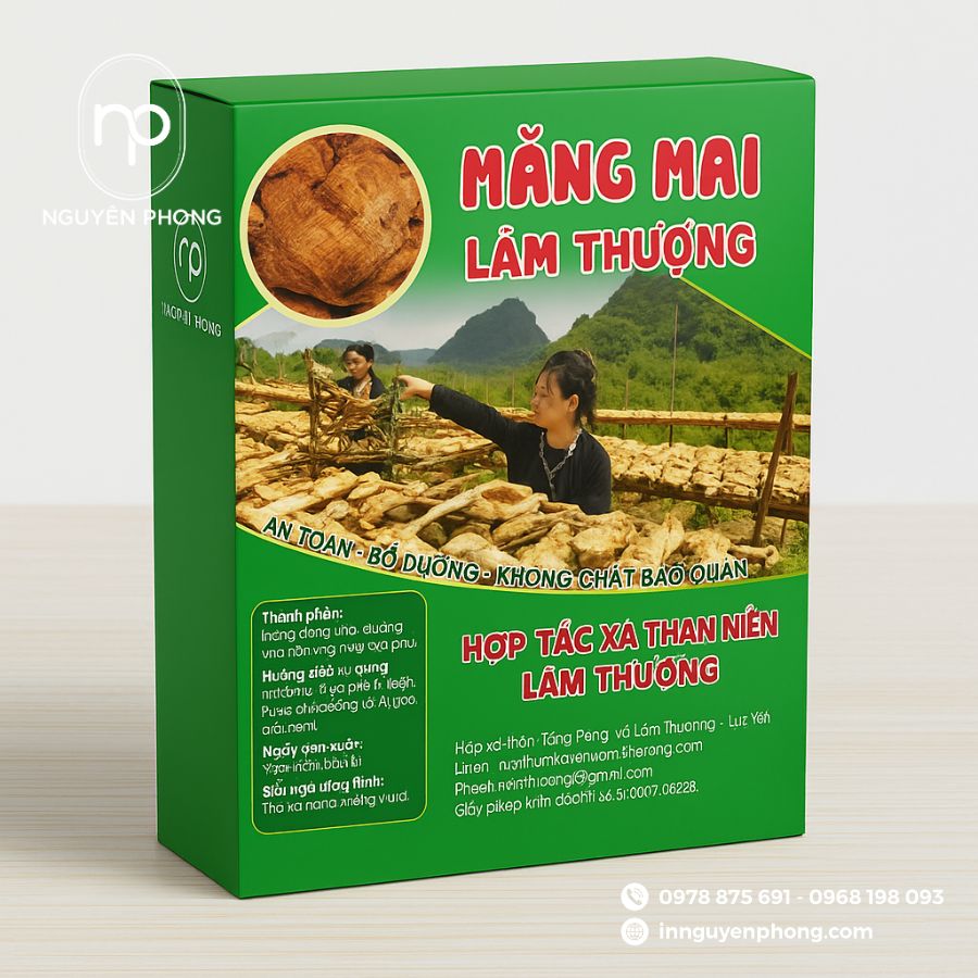 In hộp giấy đựng măng khô đẹp
